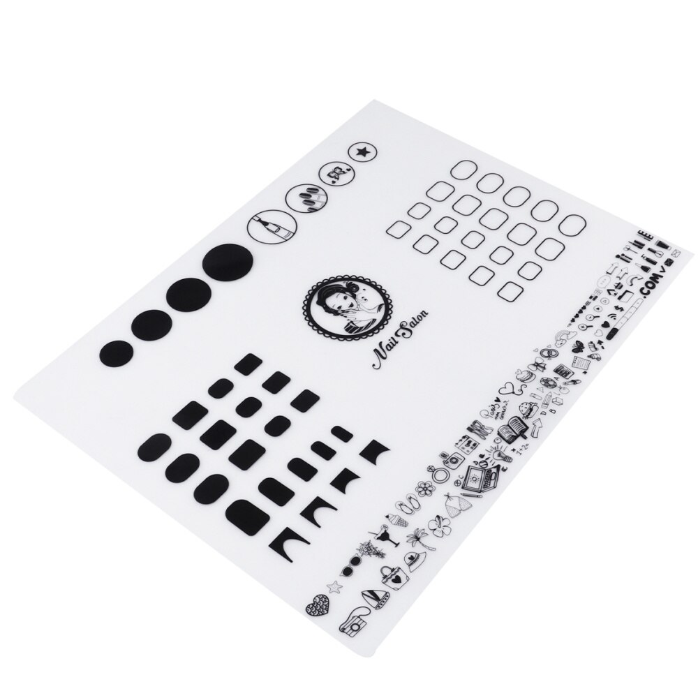 Nails Silicone Mat Nail Art Stamping Mats Manicure Mat Nail Polish Coloring Practice Pad Nail Sticker Guide Printing Table Cover: White A