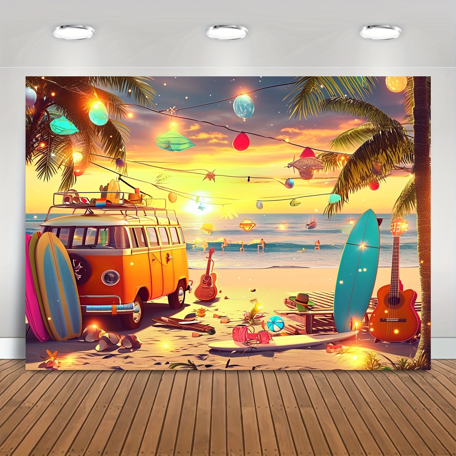 1 Hawaiian Party Background Decoration Summer Tropical Seaside Studio Background Hawaiian Theme Birthday Party