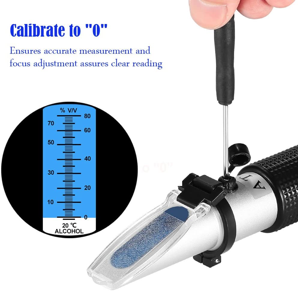 Brennerei Refraktometer Alkohol 0-80% v/v Tragbare Refraktometer Alkohol Meter Schnaps Alkohol Inhalt Tester für schnaps Whiskey