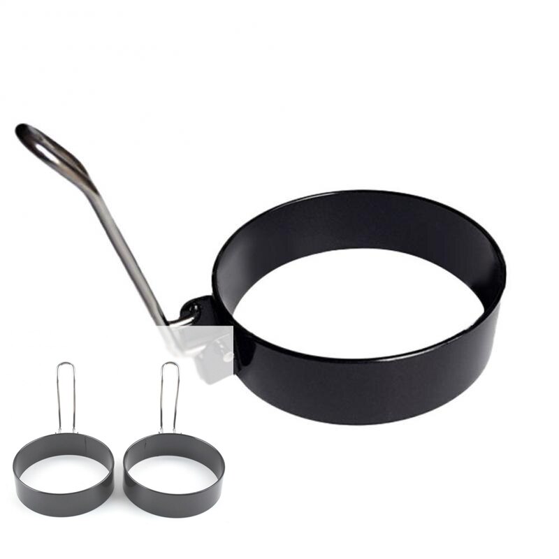 1/2/3/4 Pcs Black Iron Omelet Mold Ronde Omelet Model Metalen Omelet Ring Anti-aanbak Handvat Keuken Tool accessoires: 3pcs