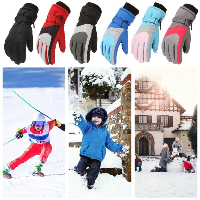 Kids Child Winter Thicken Warm Mountain Snowboard Ski Gloves Waterproof Mittens