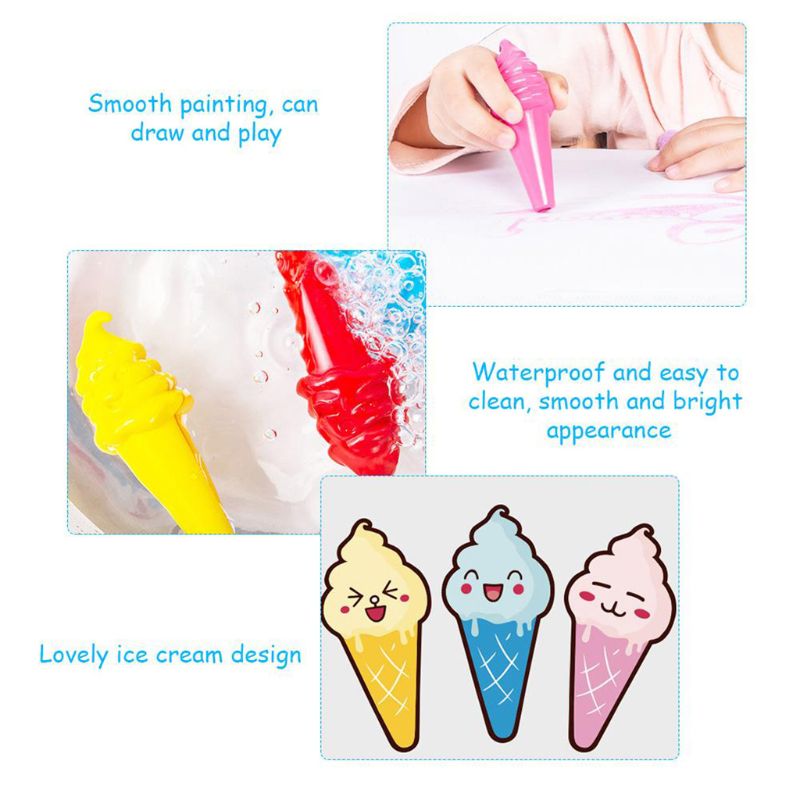 9 Colors Ice Cream Shape Crayons Non Toxic Washable Painting Drawing Wax for Baby Kids Educational Art Supplies