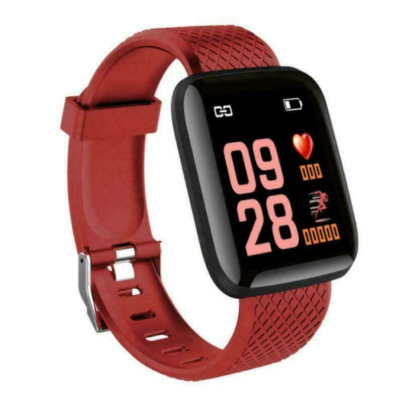 D13 smart ur mænd kvinder til android apple telefon vandtæt 116 plus puls tracker blodtryk ilt sport smartwatch: Rød