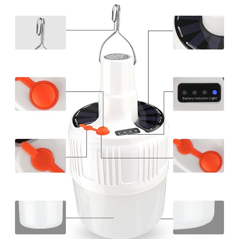 80w/100w sol-ledede pærer bærbare energibesparende led-lanterne lys til hjemmet udendørs camping marked telt natlampe