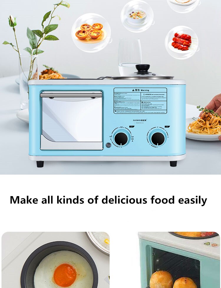 Exquisite and simple multi-functional breakfast machine, oven, pan frying, cooking pot, three in one, more simple and convenient