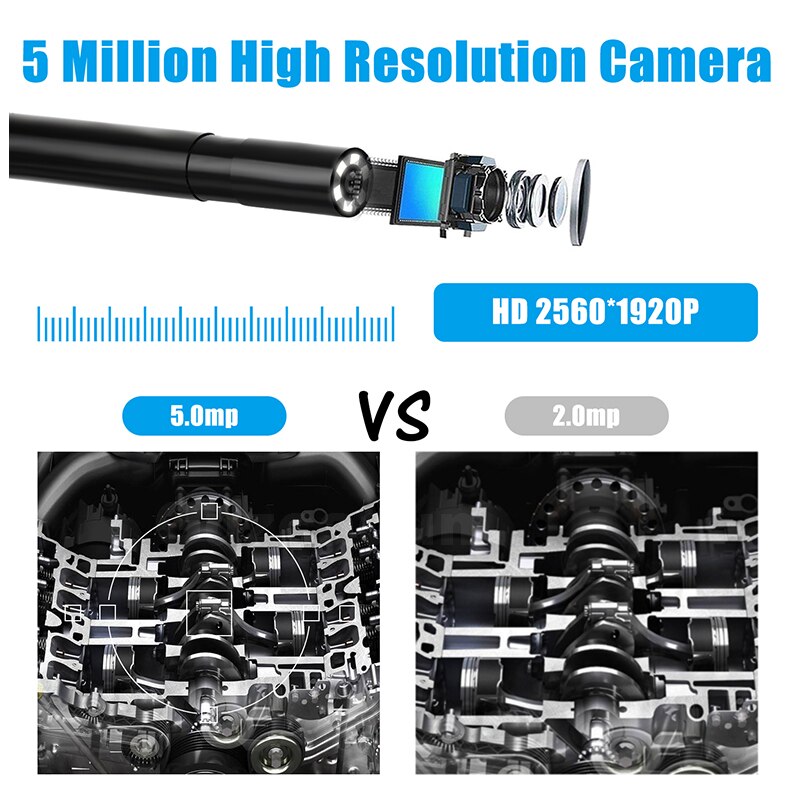 Wifi Inspectie Camera Endoscoop Camera Borescope Probe Video Inspectie Voor Android/Ios Telefoon Hd Harde Draad Buis Cam