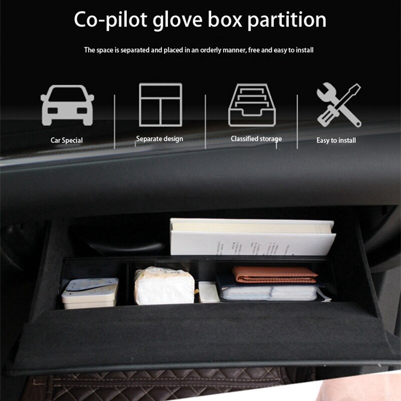 Car Styling Copilot Storage Box Compartment Partition for Honda Fit 14-20 Glove Box Layered Sorting Board Accessories