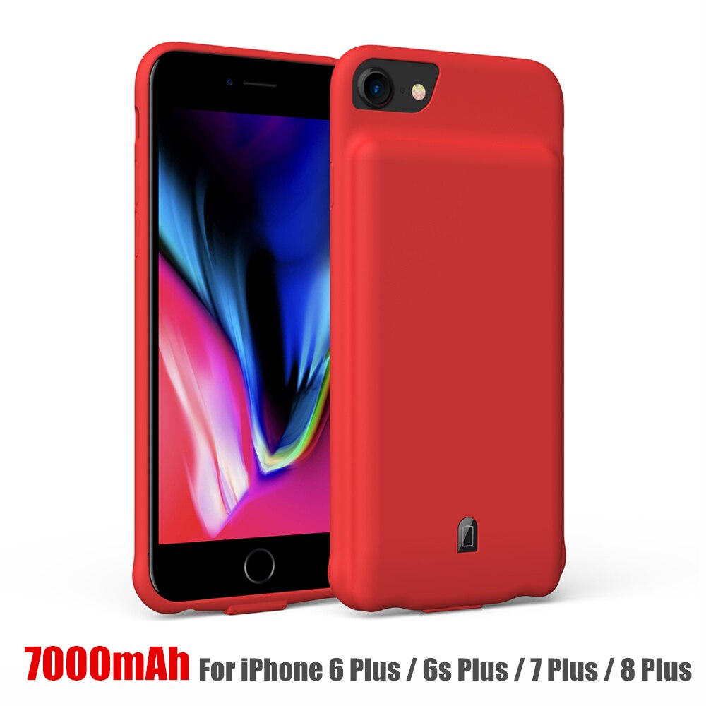 Amstar capa de silicone para carregador de bateria, proteção à prova de choque para iphone 6 6s 7 8 plus carregamento de bateria externo estojo do pacote: B09 Red 678 Plus