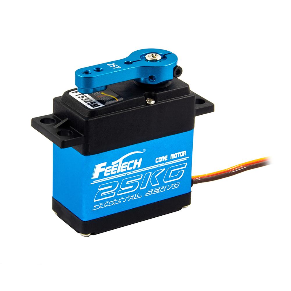 Feetech 7.4V 25kg.cm Large Torque Servo, 180 Degree Digital Servo with 25T Servo Arm for Smart Car Robot Robotic DIY