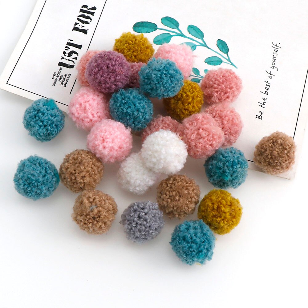 50 stk koreanske skærmblondebolde pom pom plysbolde 15mm/20mm mini frynser strikket stof håndlavet gør-det-selv håndværk hovedbeklædning bryllup dekoration