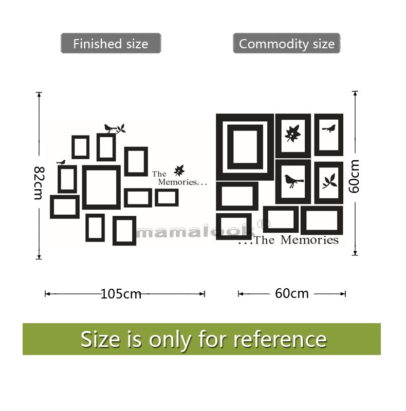 THE MEMORIES Photo Frame Bird Wall Stickers Vinyl Bedroom Living Room Removable Self-Sticking Sticker Mural: Default Title