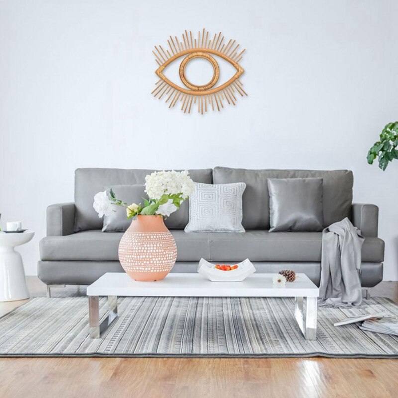 Eye Vorm Decor Spiegel Fotolijst Rotan Art Decor Badkamer Muur Opknoping Ambachten