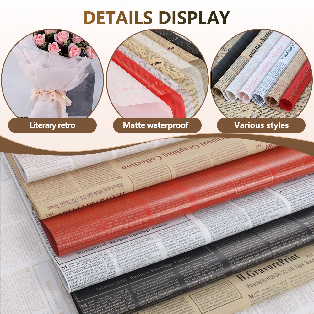 20 Blatt dünnes Geschenkpapier für englische Zeitungen im Vintage-Stil – Geschenkpapier für Blumenstrauß, Bastel- und Kunstwerke