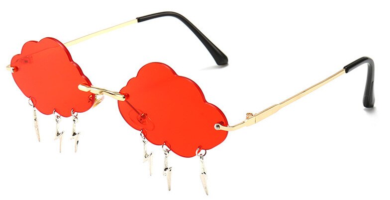 Randloze Zonnebril Vrouwen Vintage Wolken Tassel Steampunk Zonnebril Mannen Frameloze Punk Bril Shades UV400 Driver Bril: Red