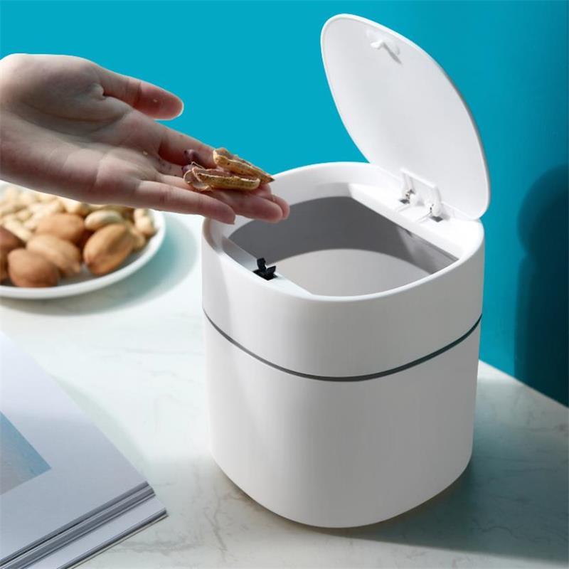Mini Small Waste Bin Desktop Garbage Plastic Home Office Table Storage Bucket Car Living Room Dustbin Basket Sundries Barrel Box