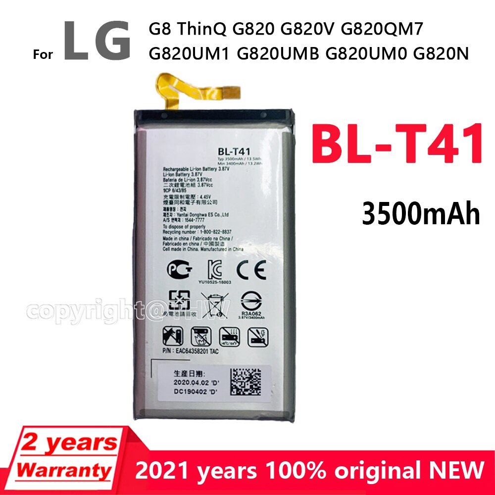 Original BL-T41 Battery For Lg G8 ThinQ BL T41 LMG820QM7 LMG820UM1 LM-G820UMB LMG820UM0 LM-G820N Mobile Phone Bateria+Track code