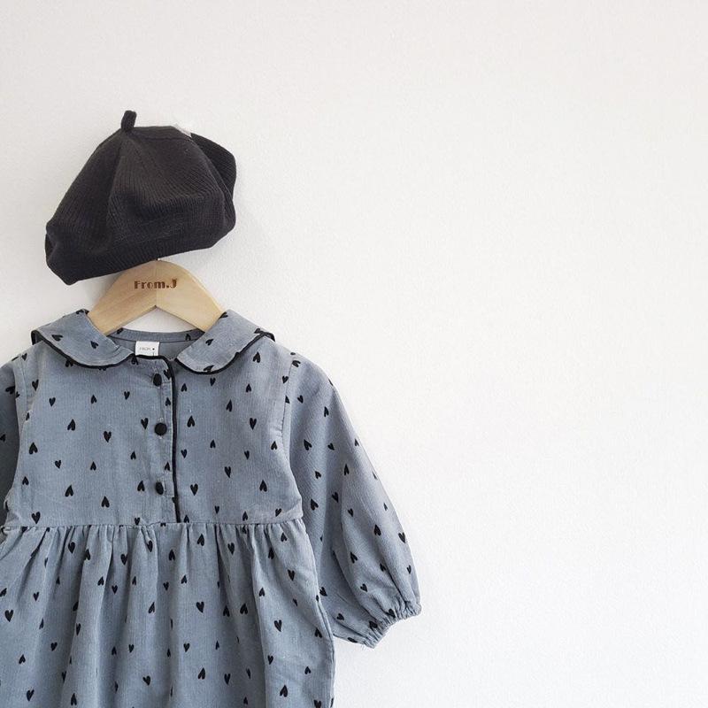 5515 Popular Baby Girl Corduroy One Piece Clothes Autumn Winter Double Layer Baby Boys Climbing Clothes 0-24M Bodysuit: blue / 6M