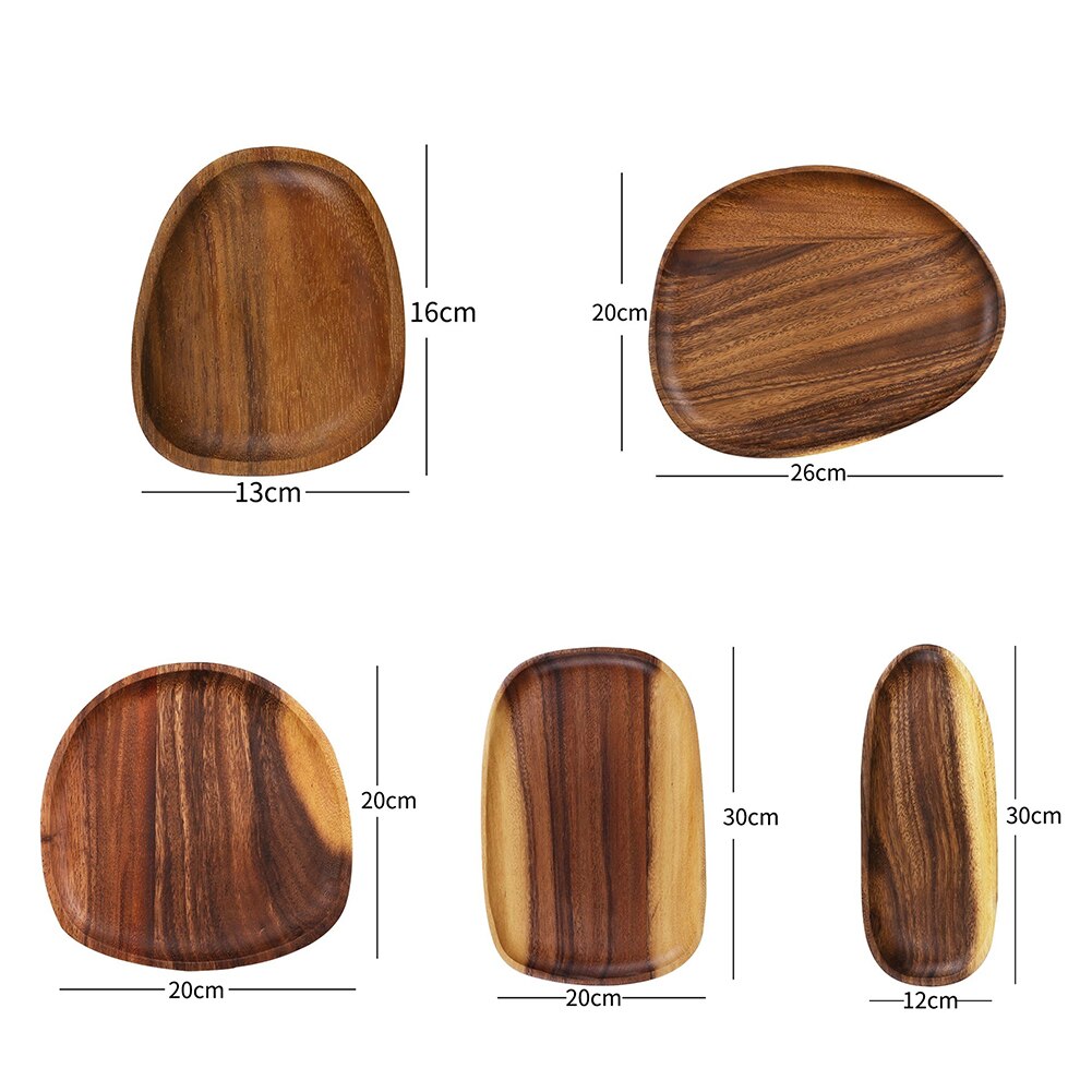 Hout Acacia Hout Servies Onregelmatige Ovale Massief Houten Fruitschaal Fruitschaal Schotel Thee Dienblad Dessert Diner Plaat Bestek