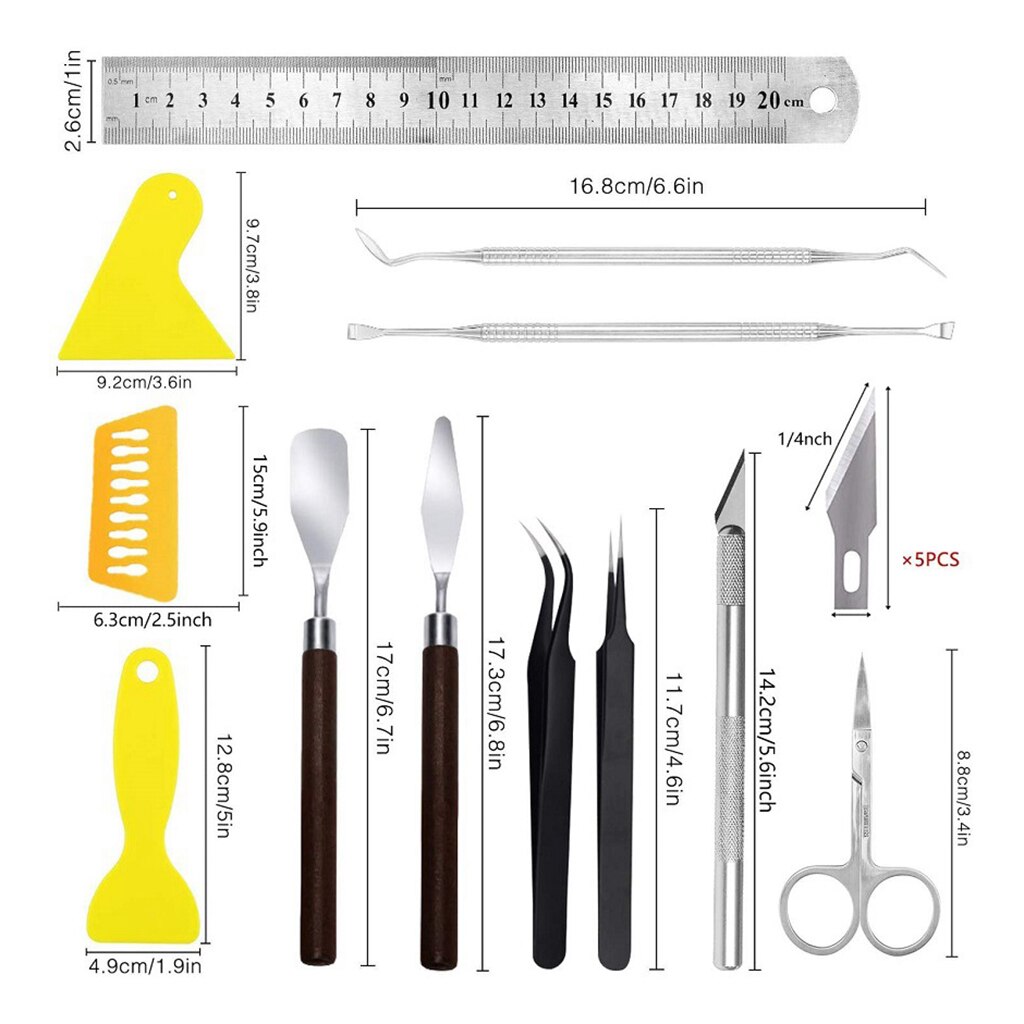 18x Craft Vinyl Wieden Gereedschap Set Basic Voor Cricut Halfedelsteen Silhouttes Kaart Maken