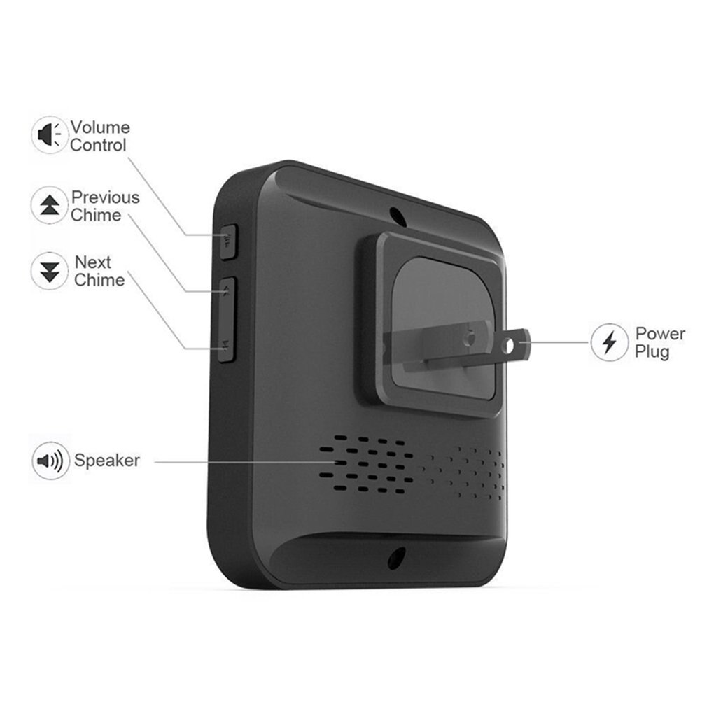 Waterproof LED Wireless Doorbell 300M Long Range 52 Songs Chime Adjustable Volume Door Bell Remote Control Alert System