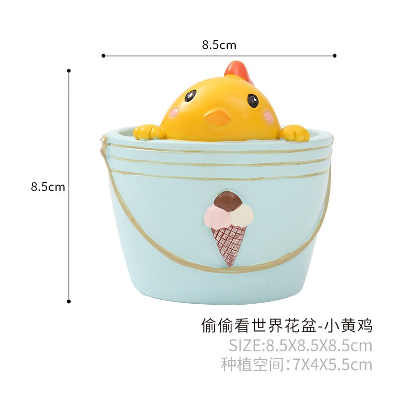 ROOGO de dibujos animados de plantador animal zakka mano artesanía flor kawaii macetas planta suculenta maceta decoración hogar: 7