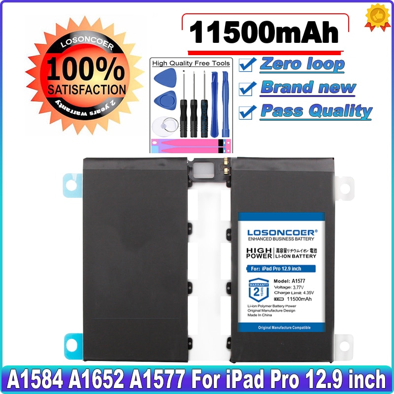 0 zyklus 100% Neue LOSONCOER 11500mAh A1584 A1652 A1577 Tablette batterie Für iPad Profi 12,9 zoll Hohe Kapazität Batterie + kostenlose Werkzeug