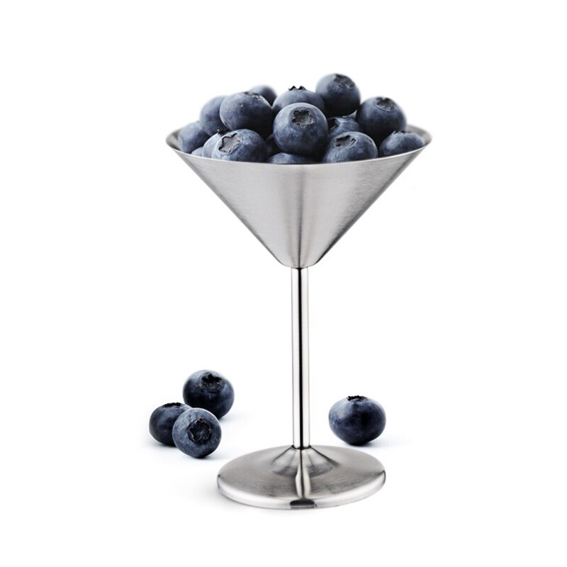 304 Stainless Steel 240ml 8OZ Martini Cocktail Cups High Heel Metal Wine Glass for Bar KTV Champagne