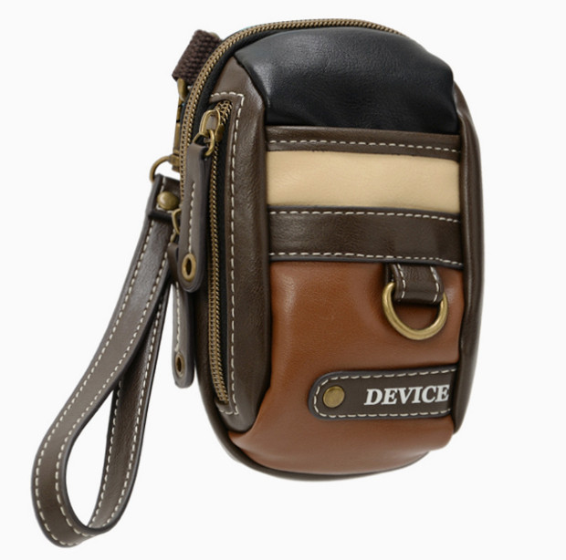 Crosscharm Brand Men Leather Handbag Travel Fanny Waist Pack Pouch Satchel Sling Messenger Crossbody Bags MINI Patchwork 50025: BKXBW