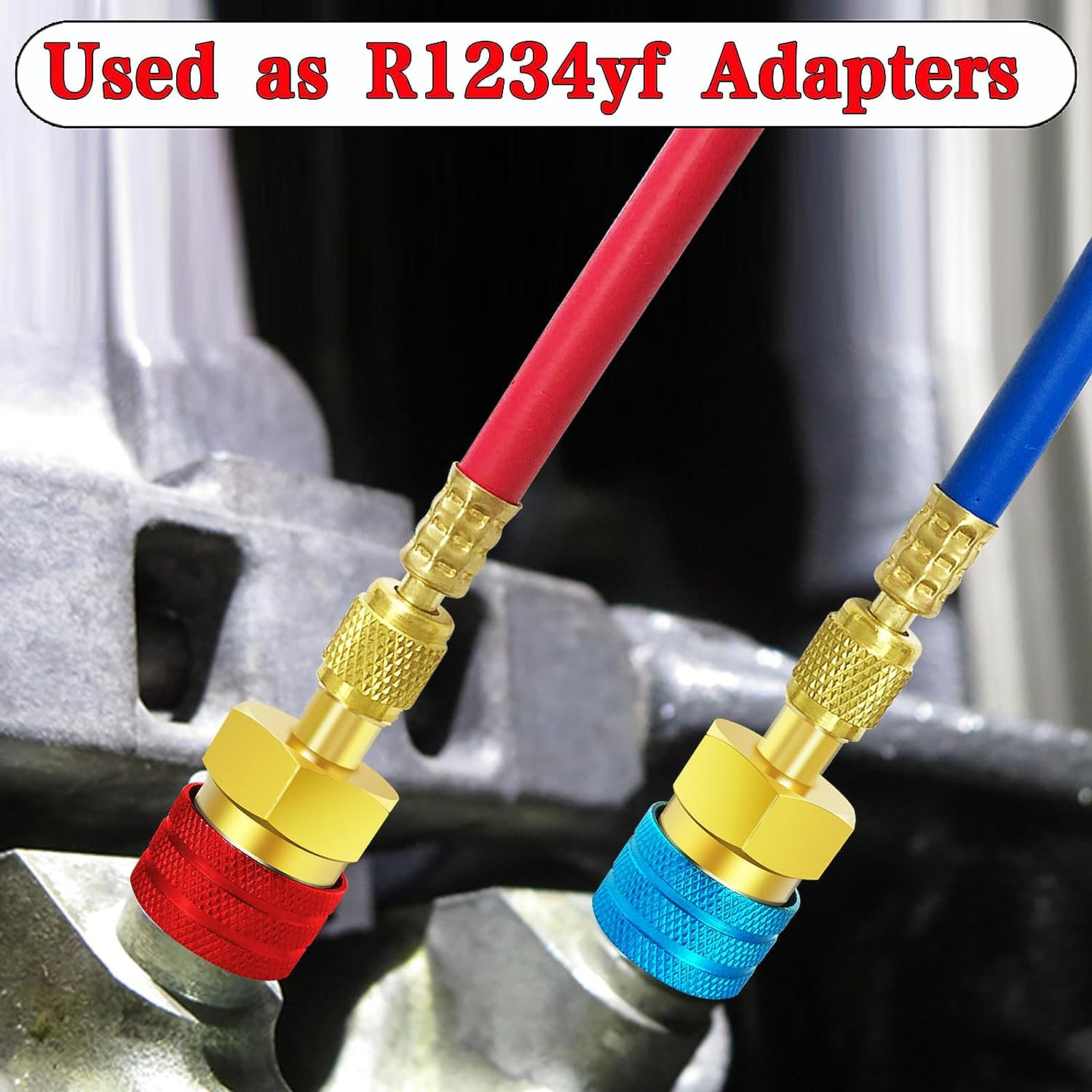 R1234YF Quick Coupler Adapter R1234YF Refrigerant Quick Couplers Kit,R1234YF to R134A Hose Adapter High and Low Side