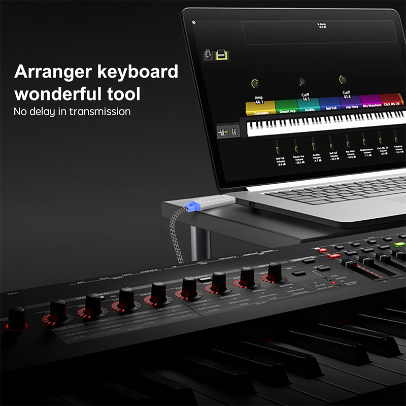 ELE MENT MIDI Cable to USB IN-OUT Converter, MIDI Interface with Indicator Light, FTP Processing Chip, Metal Shell