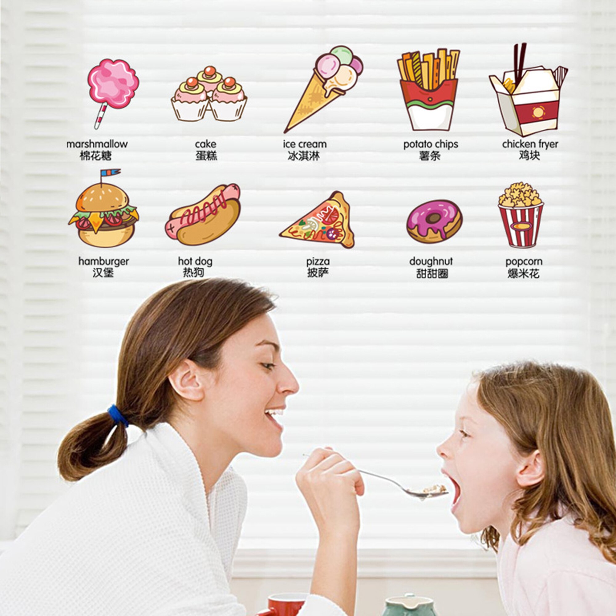 Stickers 10 PCS Cake Doughnut Pizza Refrigerator Stickers Wall Decals for Kitchen Dining Room Home Decoration