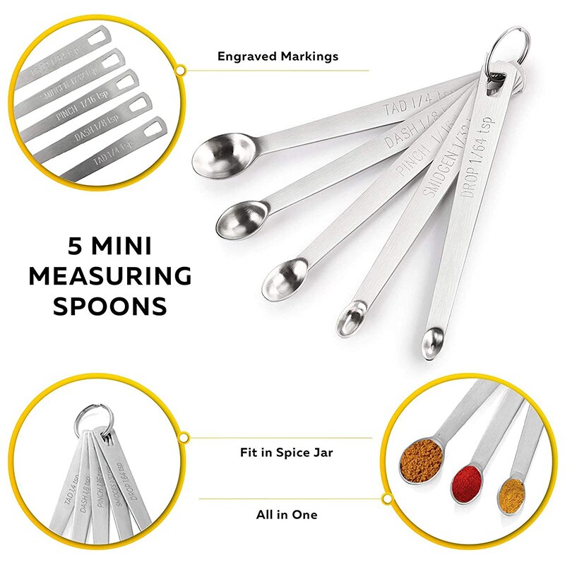 13 Piece Stainless Steel Measuring Spoons Set, Dual Sided Stackable Teaspoon for Measuring Dry and Liquid Ingredients