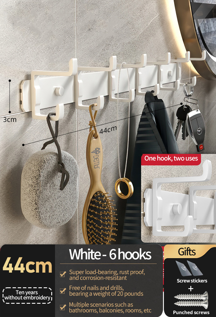 Geen noodzaak om de haak achter de deur te boren, opberghangers, jas- en hoedenhaken, hangers, slaapkameropbergrekken, keukenhaken: Light Grey