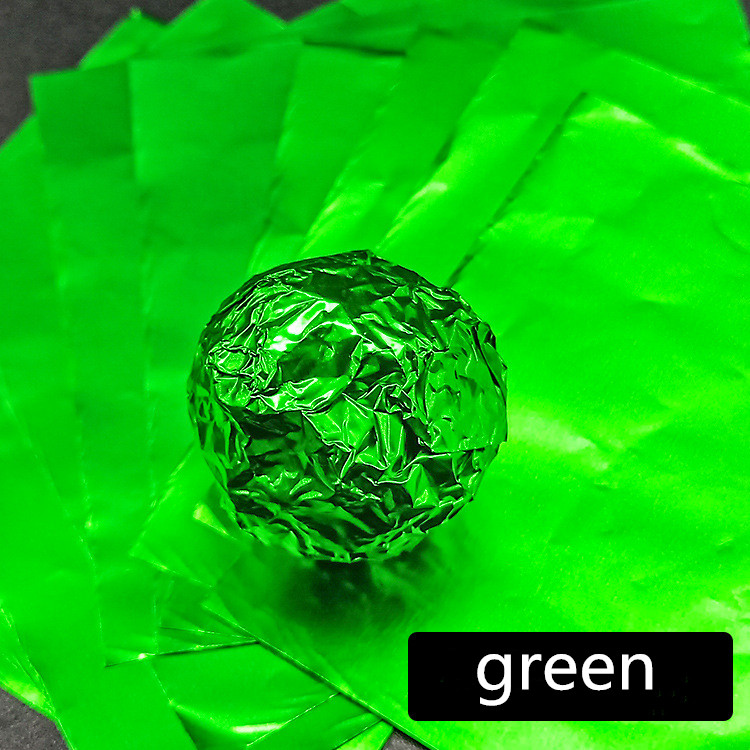 100 piezas de papel de aluminio dorado para envolver dulces, galletas, Chocolate, papel de hojalata para fiestas, papel artesanal de embalaje de con relieve de Metal, 8x8cm: green