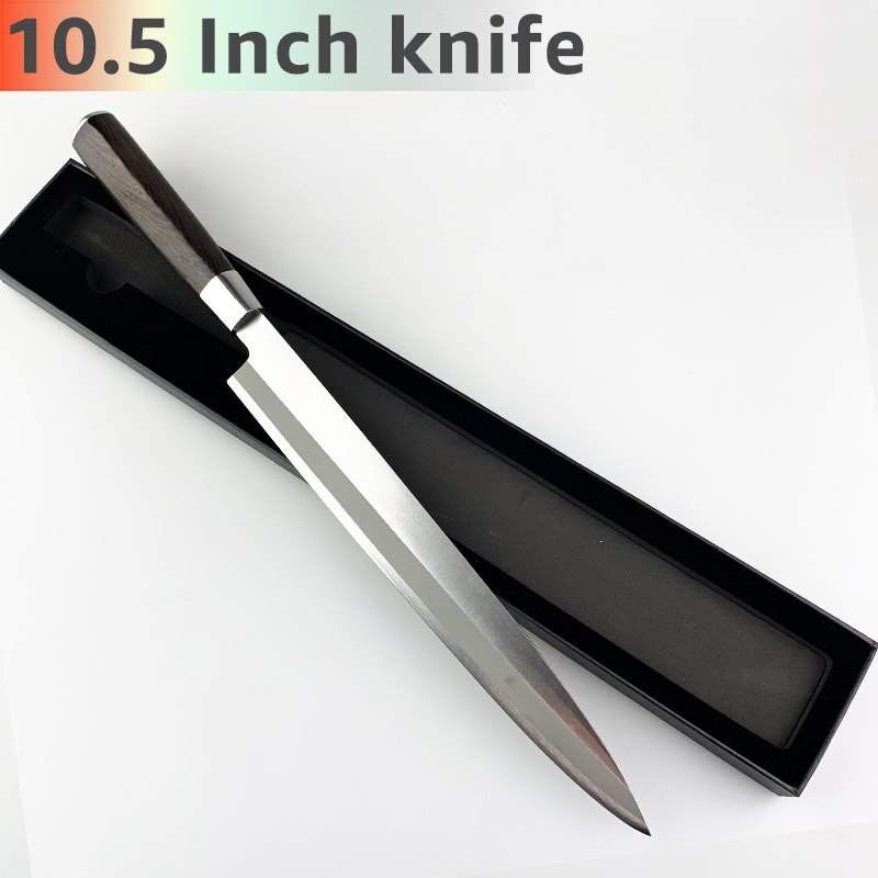 Sashimi Sushi Mes Voor Snijden Sushi Japanse Chef Messen Sashimi Vis Fileren Slicer High Carbon Roestvrij Staal Met Doos: 10.5inch