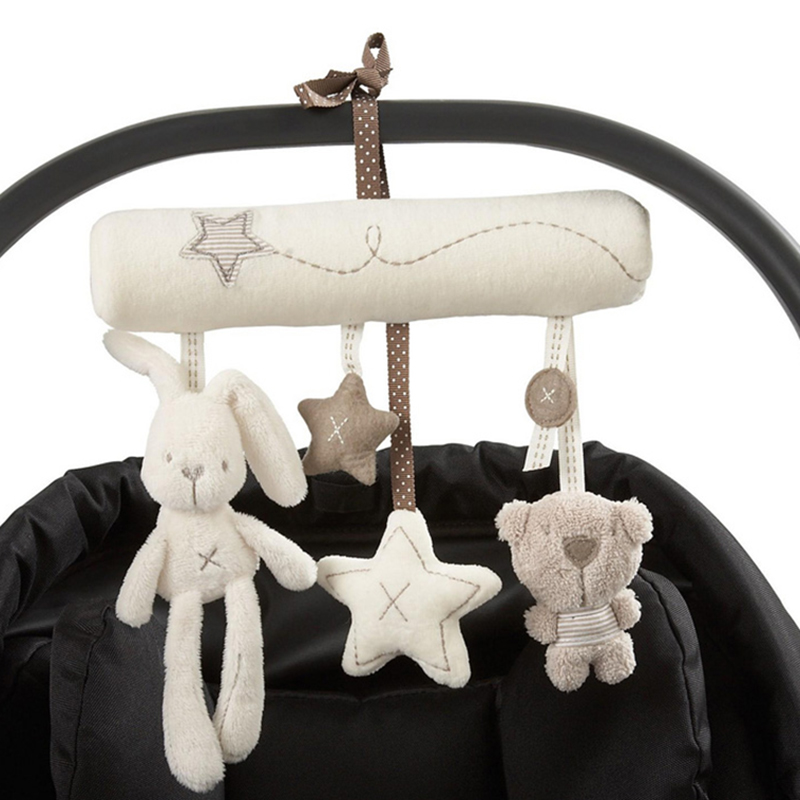 Hasenbaby-hängebett, sicherheitssitz, plüschtier, handglocke, multifunktionales plüschtier, kinderwagen-Handy, Mobiltelefon