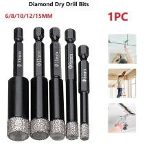 6-15mm Vaccum Brazed Diamond Dry Drill Bit Porcelain Granite Tile Glass Marble For Cooling Dry Drilling Without Water