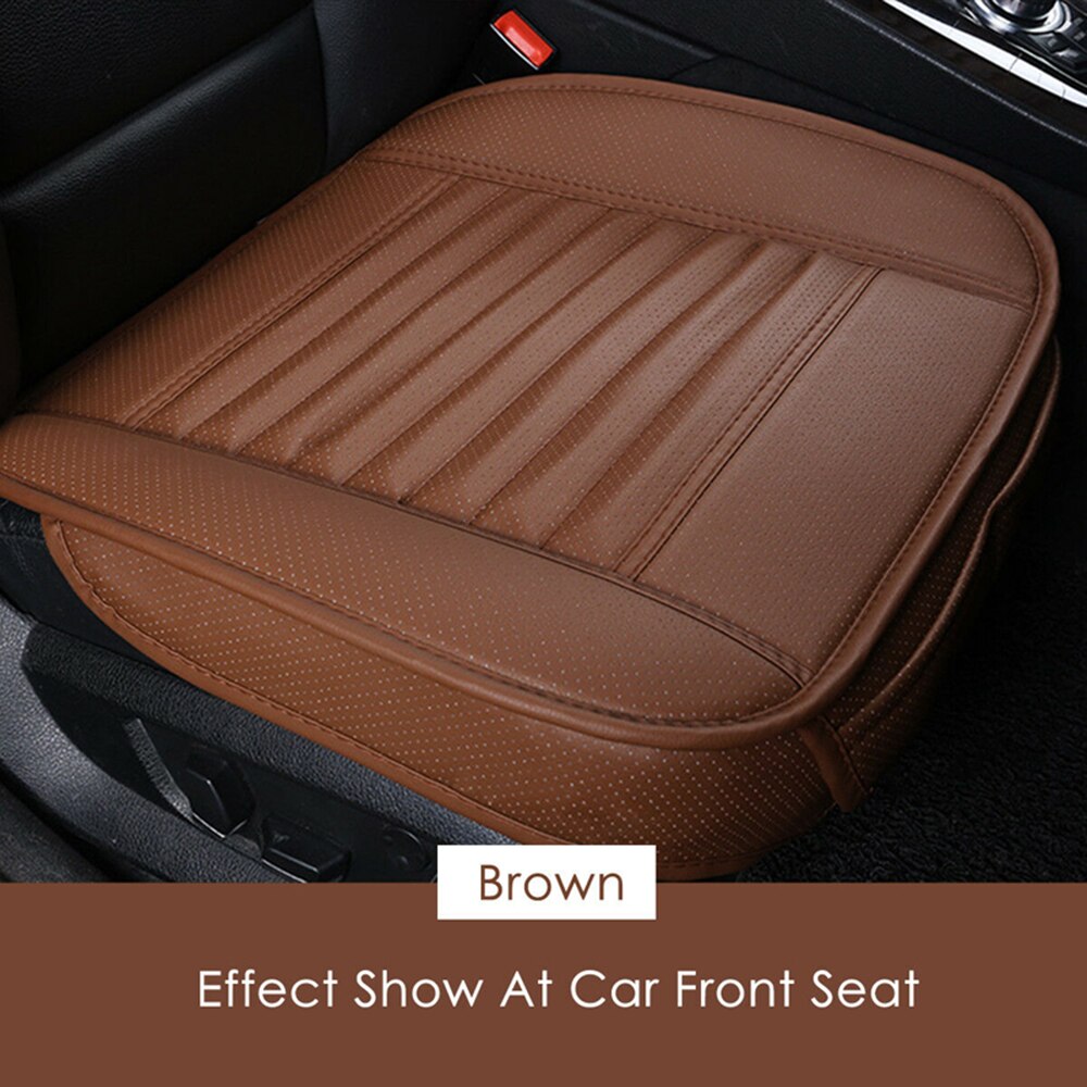 Car Front Seat Cushion Auto Seat Pad PU Leather Seat Pad Breathable Cushion Protection Pad Memory Foam Non-Slip Cushion Pad: Brown