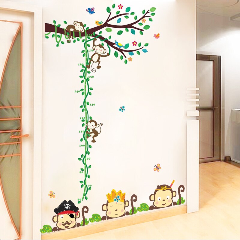 Jungle Monkey Tree Animlas Forest Wall Sticker Decorative Poster For Kids Baby Nursery DIY Home Decor Decal Mural Children