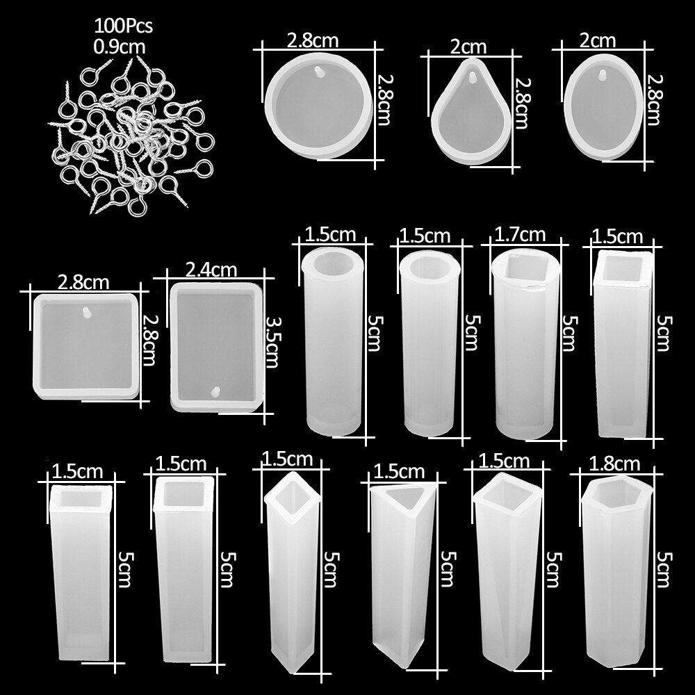 Set de moldes de fundición de silicona para joyería 300 uds, moldes de herramientas de resina epoxi UV de estilo mixto para Diy, Kits de accesorios para hacer joyas: KT0023-8