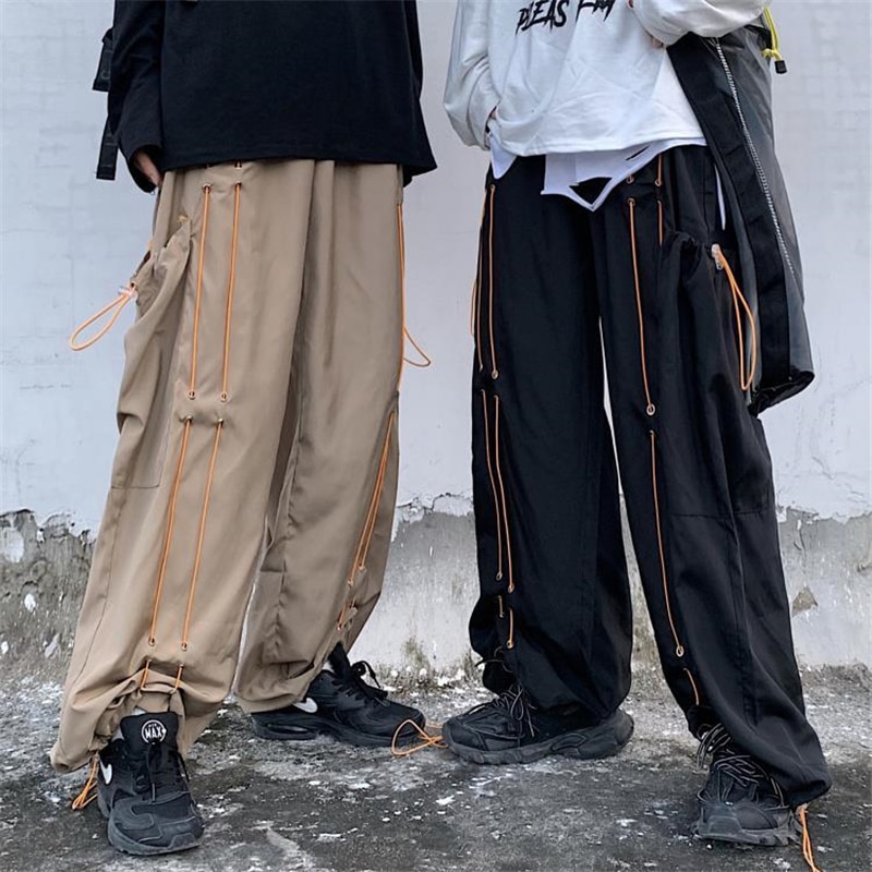 Harajuku gotisk løse bukser med vide ben herre joggebukser i koreansk stil par joggebukser trend retro mørk ispedd underdel