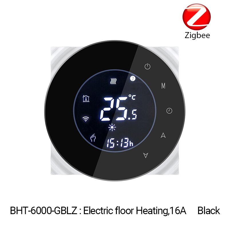 ZigBee Clever Thermostat Temperatur Regler Hub Erforderlich Wasser/Elektrische Boden Heizung Wasser/Gas Kessel Mit Alexa Google Hause: BHT-6000-GBLZ-Schwarz