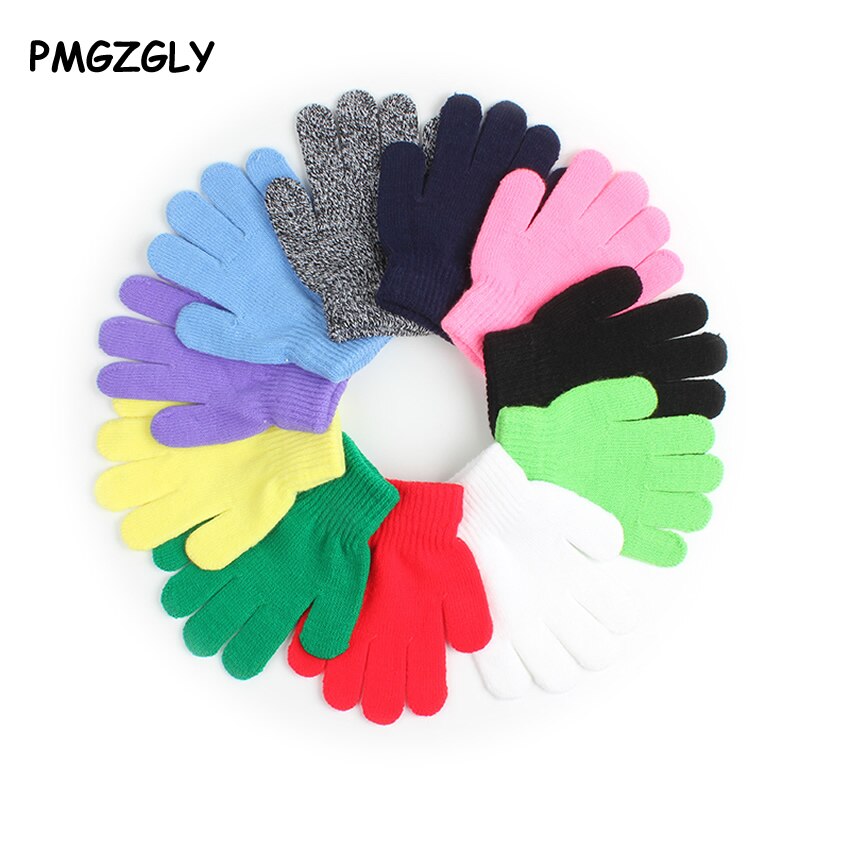 Winter Children Candy Color Cute Gloves Warm Knitting Coral Cashmere Mitts Solid Colors Unisex Girl Boy Baby Gloves