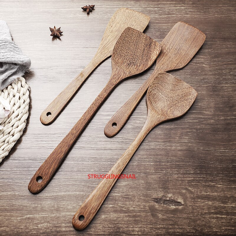 Cuchara de madera Natural para sopa, tenedor grande, cuchara para servir ensalada, conjunto de tenedor de mango largo, vajilla de madera, utensilios de cocina