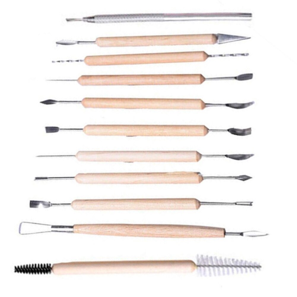 11Pcs Clay Sculpting Kit Aardewerk Tool Keramische Klei Gereedschap Houten Handvat Polymeer Shapers Modellering Gesneden Tool Handwerk Kits