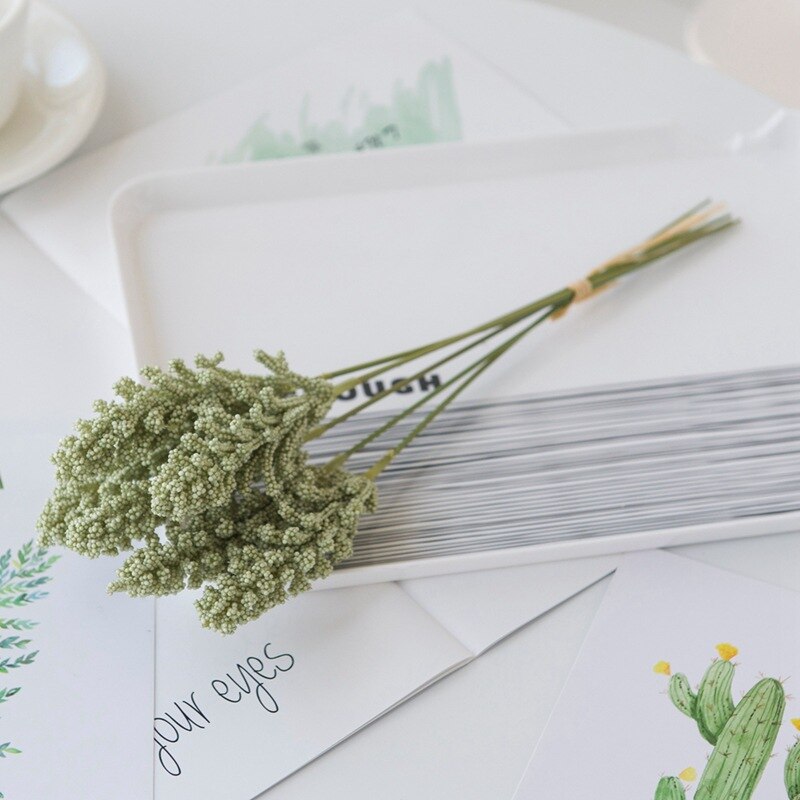 31cm vete öra blomsimulering torkad blomma bröllopsfest dekoration diy hem bord bröllop juldekoration vete bukett: Gräsgrön