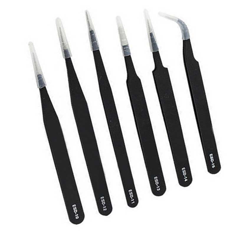 6PC ESD Safe Precision Tweezer Stainless Steel Anti Static Maintenance Tool Kit Arrivals