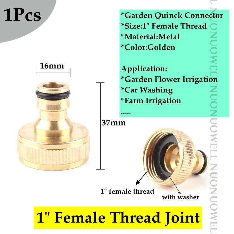 1pcs Copper Male And Female Thread Garden Quick Connector Garden Quick Tap Water Tap Adapter Connector Hose End Connector: 1in female joint