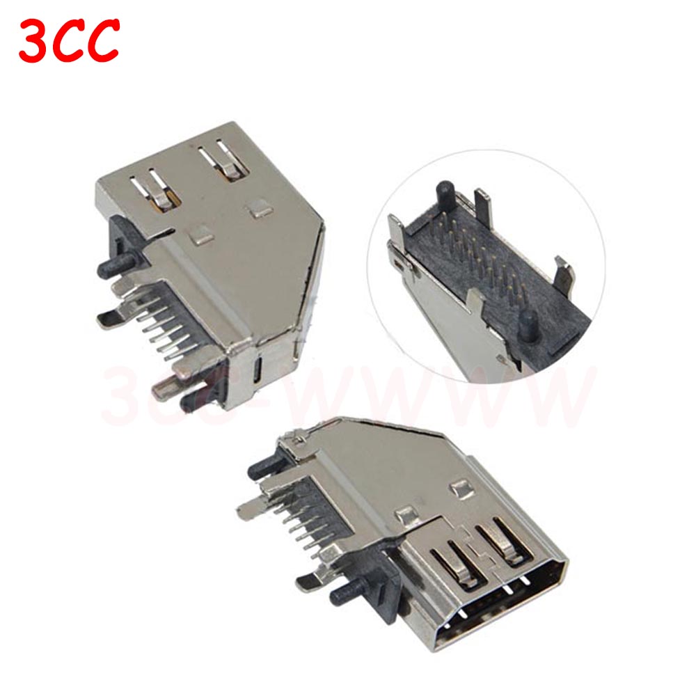 5pcs HDMI HD Interface Connector SMD 19 Pin 19P 20P Vertical HDMI Male Female Plug Socket Surface Mound PCB Receptacle Repair: GRAY