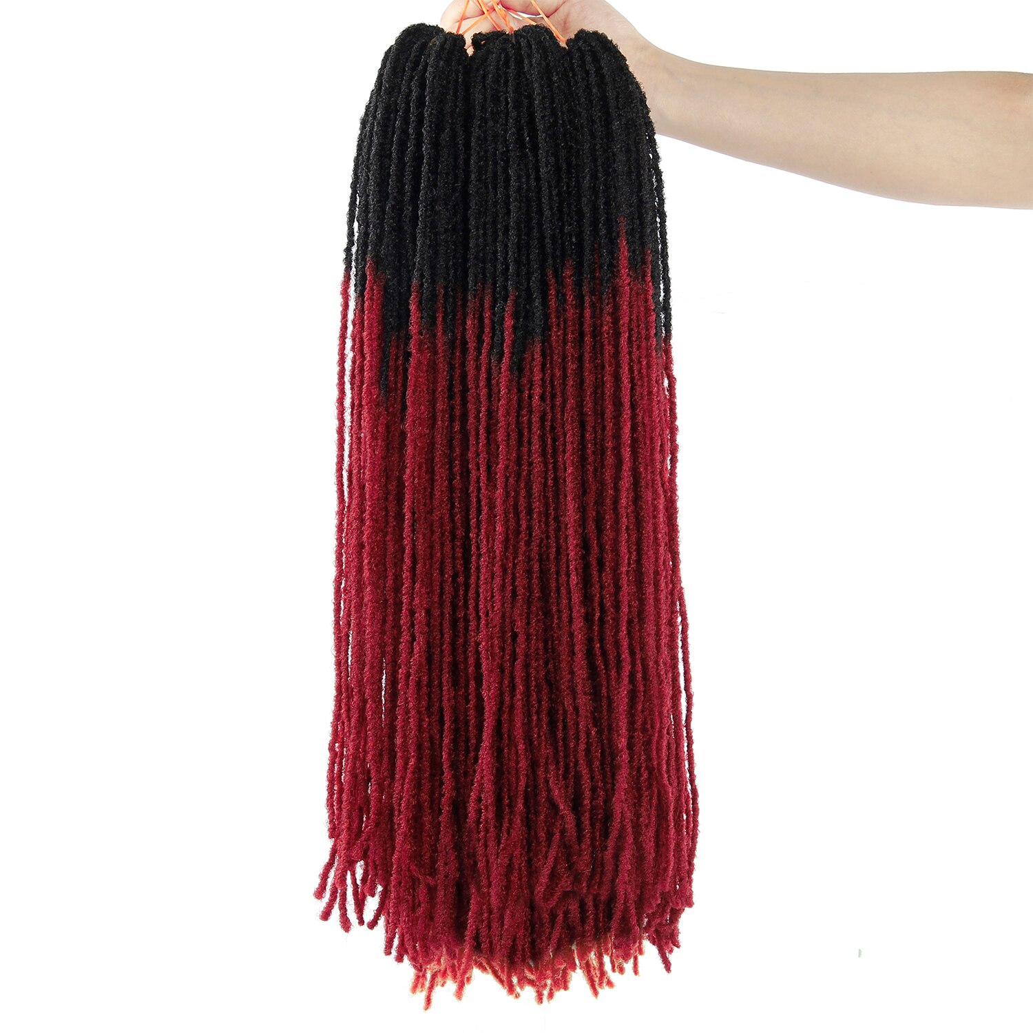 Deadlocks Sister Locks Afro Crochet Braids Ombre Color 18 Inch Brown Synthetic Braiding Hair for Women Faux Locs Crochet Hair: T1B/Burgundy / 1Pcs/Lot